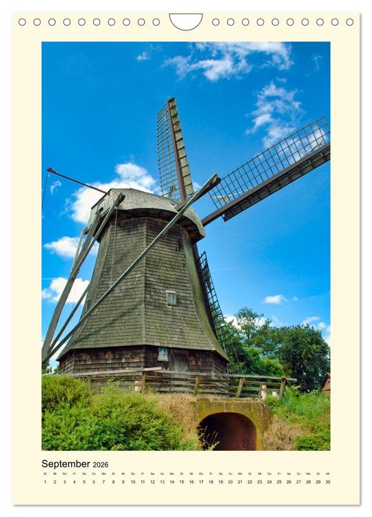 Produktbild: Nostalgie Windm&uuml;hlen (Wandkalender 2026 DIN A4 hoch), CALVENDO Monatskalender