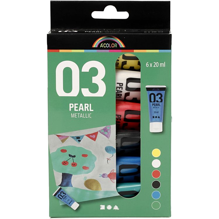 Produktbild: Creativ Company Acrylfarbe Metallic, Metallic, Standard-Farben, 6x20 ml