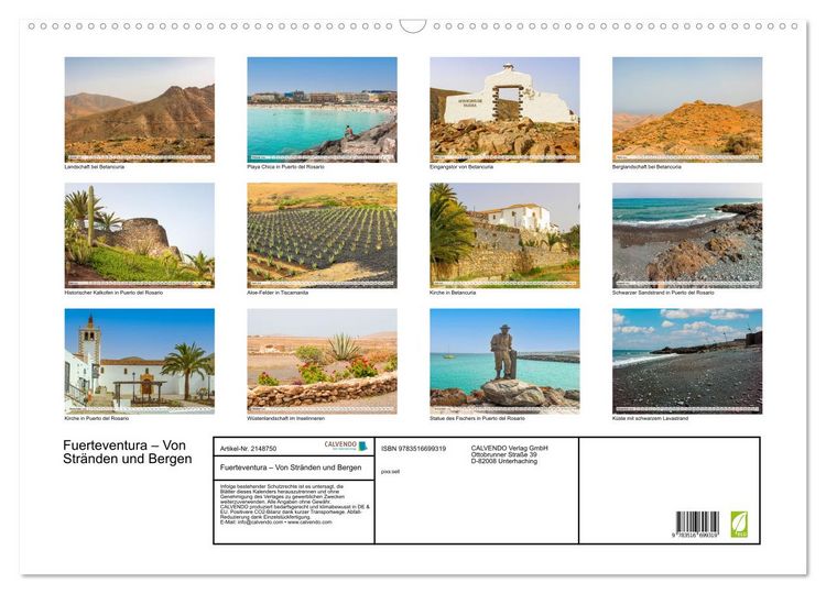 Produktbild: Fuerteventura &ndash; Von Str&auml;nden und Bergen (Wandkalender 2026 DIN A2 quer), CALVENDO Monatskalender