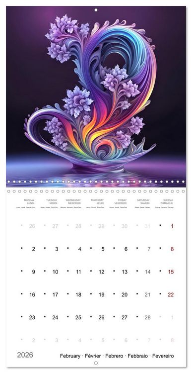 Produktbild: Fleurs en verre color&eacute; (Calendrier mural carr&eacute; 2026 30x30 cm) Calendrier double avec une page pour vos prises de notes