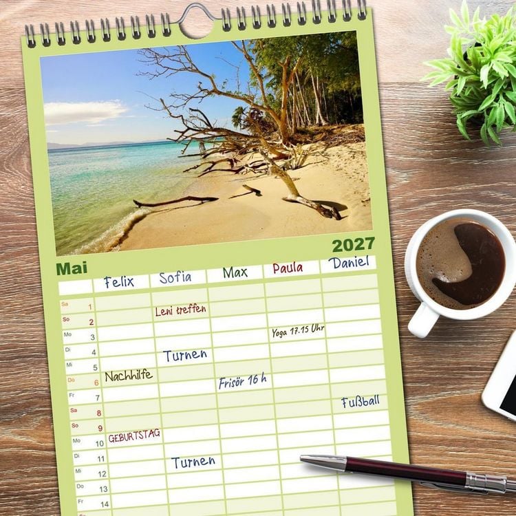Produktbild: Familienplaner 2027 - S&uuml;dostasien - Thailand, Philippinen, Bali mit 5 Spalten (Wandkalender, 21 x 45 cm) CALVENDO