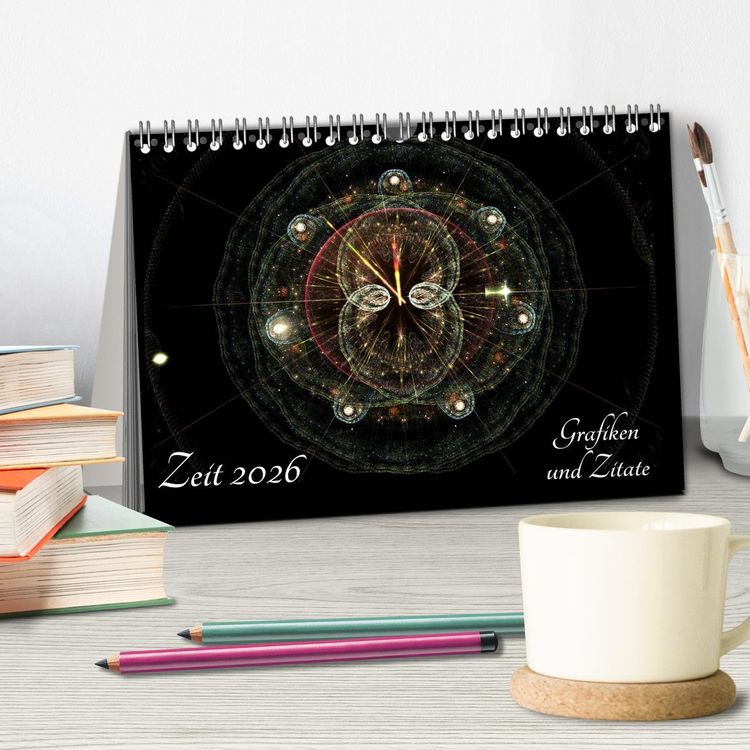 Produktbild: Zeit 2026 - Grafiken und Zitate (Tischkalender 2026 DIN A5 quer), CALVENDO Monatskalender