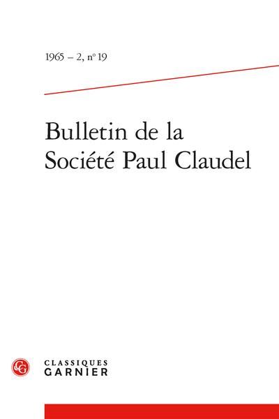 Produktbild: Bulletin de la Societe Paul Claudel ; Varia