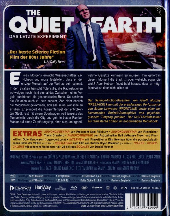 Produktbild: Quiet Earth - Das letzte Experiment - Mediabook (Blu-ray+DVD)