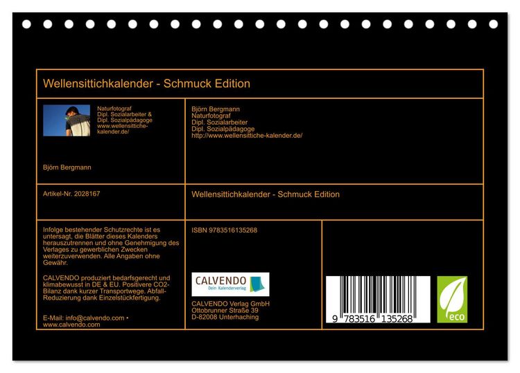 Produktbild: Wellensittichkalender - Schmuck Edition (Tischkalender 2026 DIN A5 quer), CALVENDO Monatskalender