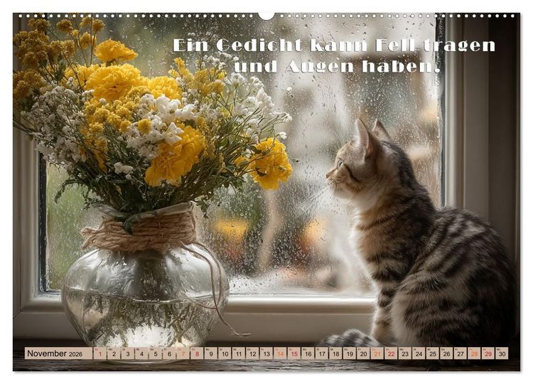 Produktbild: Miau-velous Pfotenpoesie (hochwertiger Premium Wandkalender 2026 DIN A2 quer), Kunstdruck in Hochglanz