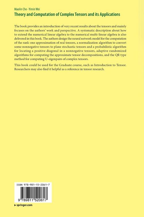 Produktbild: Theory and Computation of Complex Tensors and its Applications