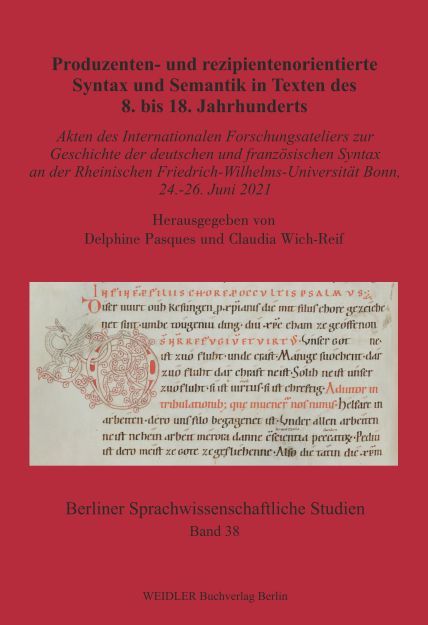 Produktbild: Produzenten- und rezipientenorientierte Syntax und Semantik in Texten des 8. bis 18. Jahrhunderts