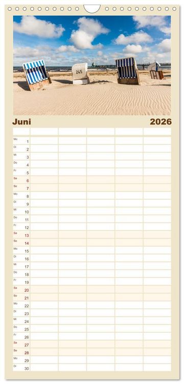 Produktbild: Familienplaner 2026 - OSTSEEK&Uuml;STE Sehnsuchtsorte in Mecklenburg-Vorpommern mit 5 Spalten (Wandkalender, 21 x 45 cm) CALVENDO