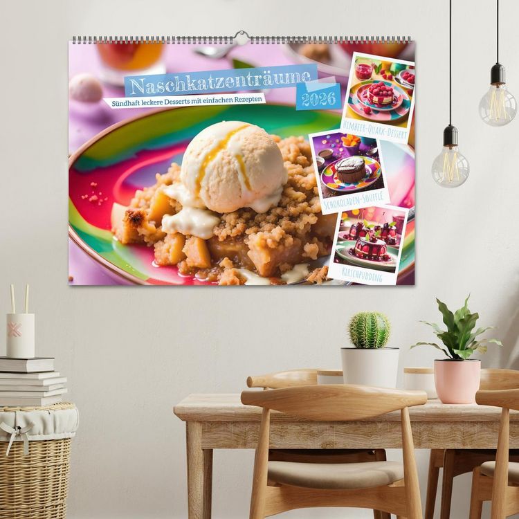 Produktbild: Naschkatzentr&auml;ume - S&uuml;ndhaft leckere Desserts mit einfachen Rezepten (Wandkalender 2026 DIN A2 quer), CALVENDO Monatskalender