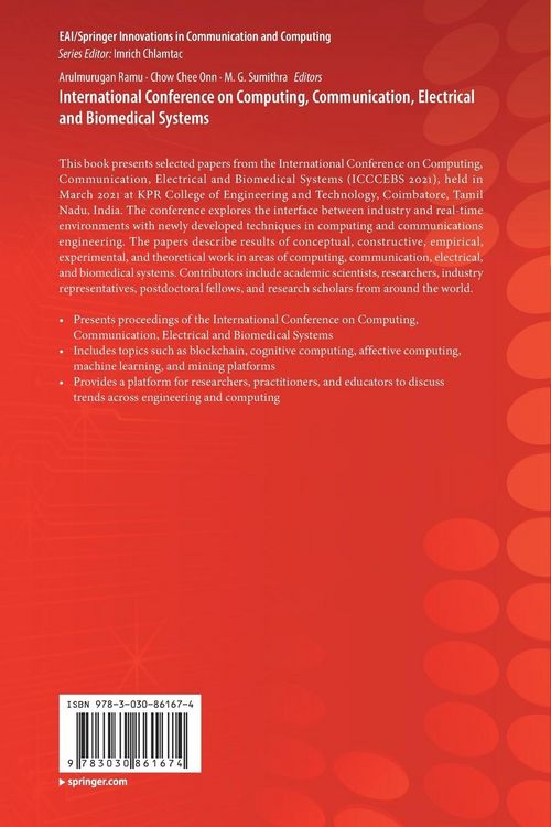 Produktbild: International Conference on Computing, Communication, Electrical and Biomedical Systems