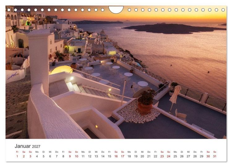 Produktbild: Santorini Fira & Firostefani (Wandkalender 2027 DIN A4 quer), CALVENDO Monatskalender