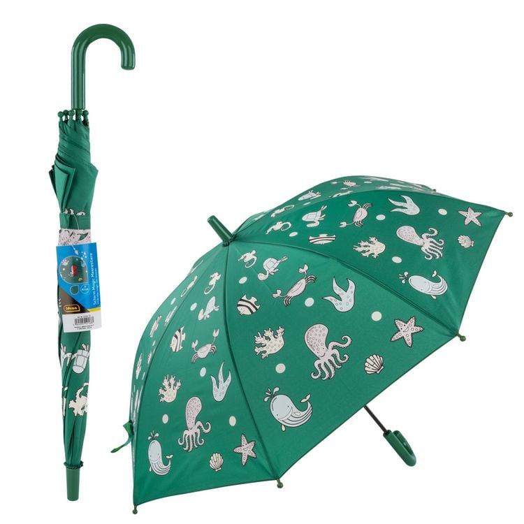 Produktbild: Idena Regenschirm Magic Meerestiere gr&uuml;n &Oslash;83x66cm