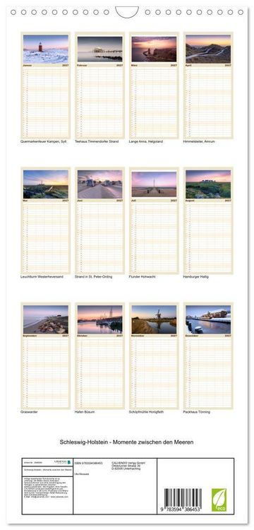 Produktbild: Familienplaner 2027 - Schleswig-Holstein - Momente zwischen den Meeren mit 5 Spalten (Wandkalender, 21 x 45 cm) CALVENDO