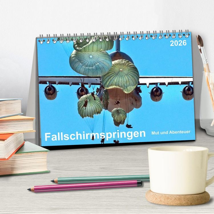 Produktbild: Fallschirmspringen - Mut und Abenteuer (Tischkalender 2026 DIN A5 quer), CALVENDO Monatskalender