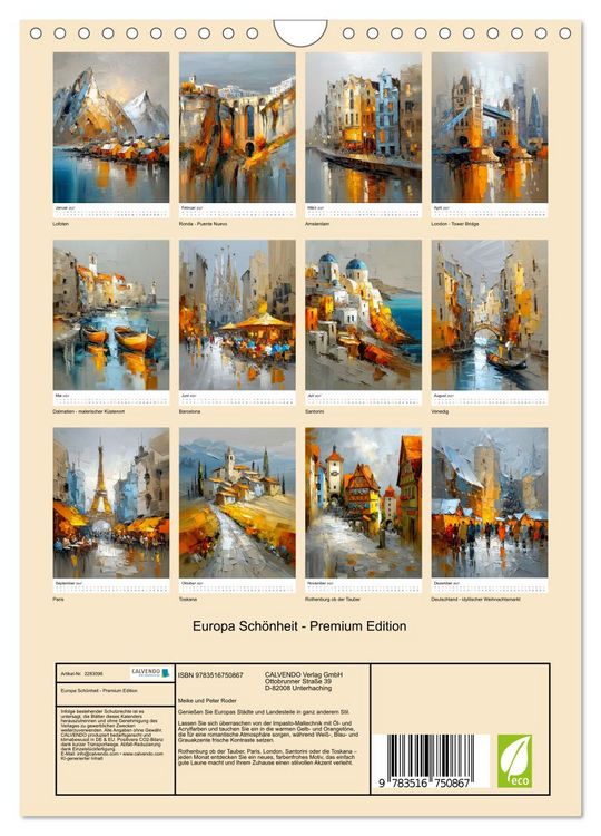 Produktbild: Europa Sch&ouml;nheit - Premium Edition (Wandkalender 2027 DIN A4 hoch), CALVENDO Monatskalender