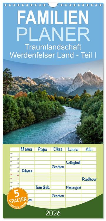 Produktbild: Familienplaner 2026 - Traumlandschaft Werdenfelser Land - Teil I mit 5 Spalten (Wandkalender, 21 x 45 cm) CALVENDO