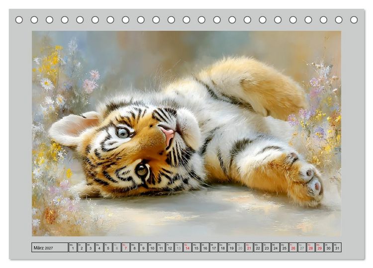 Produktbild: Tigerbabys. Kleine J&auml;ger erkunden die Welt (Tischkalender 2027 DIN A5 quer), CALVENDO Monatskalender