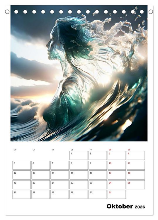 Produktbild: Wellen Illusionen (Tischkalender 2026 DIN A5 hoch), CALVENDO Monatskalender