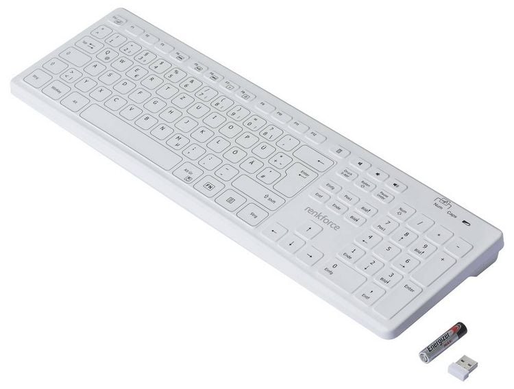 Produktbild: Renkforce RF-WRK-300 Kabellos Hygiene-Tastatur Deutsch, QWERTZ Wei&szlig; (matt) Spritzwassergesch&uuml;tzt