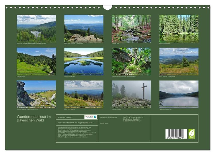 Produktbild: Wandererlebnisse im Bayrischen Wald (Wandkalender 2026 DIN A3 quer), CALVENDO Monatskalender