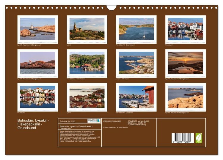 Produktbild: Bohusl&auml;n. Lysekil - Fiskeb&auml;ckskil - Grundsund (Wandkalender 2027 DIN A3 quer), CALVENDO Monatskalender