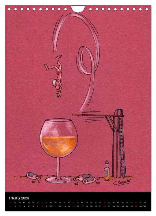Produktbild: Humour et Vin (Calendrier mural 2026 DIN A4 horizontal), CALVENDO calendrier mensuel