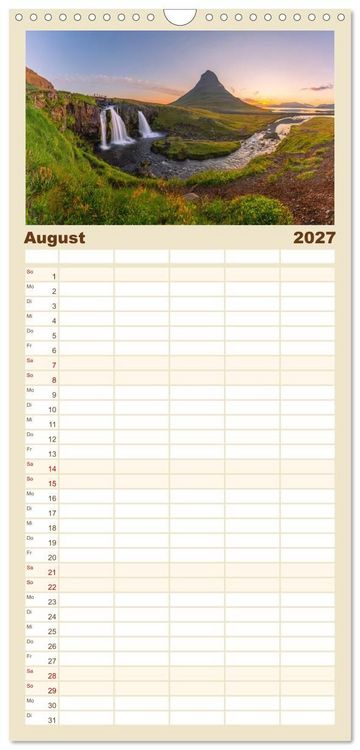 Produktbild: Familienplaner 2027 - Naturwunder in Island mit 5 Spalten (Wandkalender, 21 x 45 cm) CALVENDO