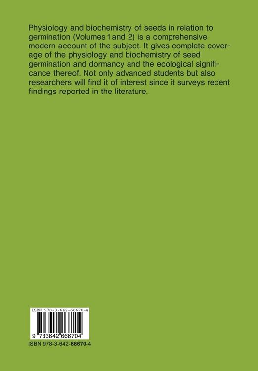 Produktbild: Physiology and Biochemistry of Seeds in Relation to Germination