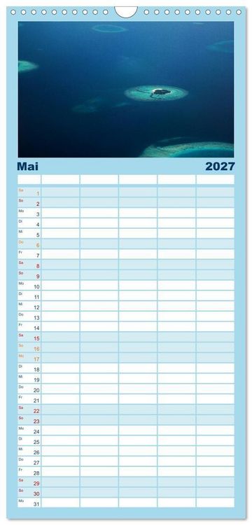 Produktbild: Familienplaner 2027 - Malediven &ndash; Das Paradies im Indischen Ozean III mit 5 Spalten (Wandkalender, 21 x 45 cm) CALVENDO