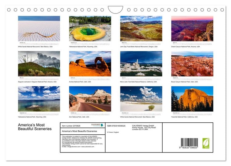Produktbild: America&rsquo;s Most Beautiful Sceneries (Wall Calendar 2026 DIN A4 landscape), CALVENDO 12 Month Wall Calendar