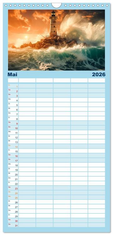Produktbild: Familienplaner 2026 - KI-Leuchtt&uuml;rme mit 5 Spalten (Wandkalender, 21 x 45 cm) CALVENDO