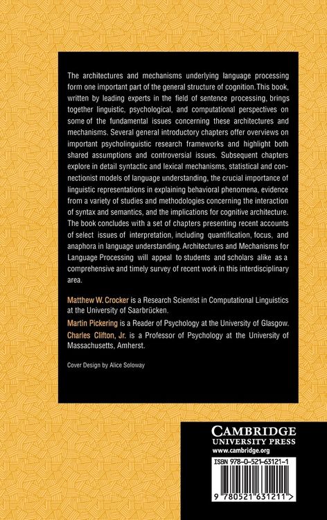 Produktbild: Architectures and Mechanisms for Language Processing