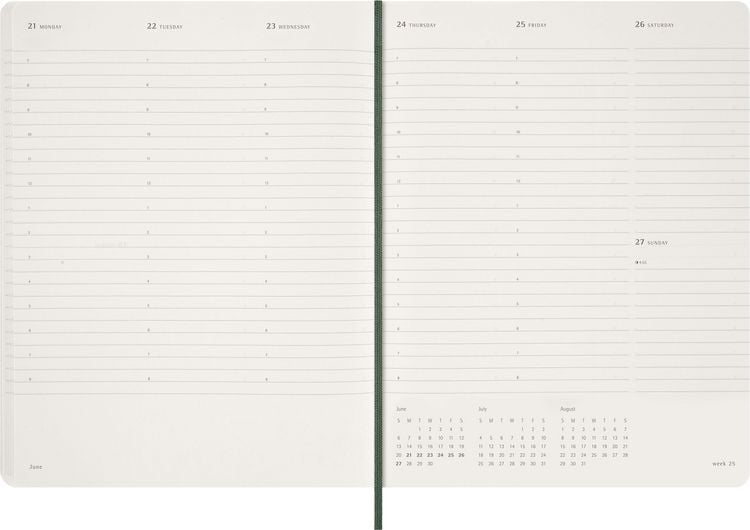 Produktbild: Moleskine 15 Monate Essential Wochenkalender 2026/2027, 1 Wo = 2 Seiten, vertikal, XXL, weicher Einband, Myrtengr&uuml;n