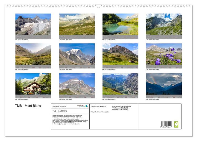 Produktbild: TMB - Mont Blanc (Wandkalender 2027 DIN A2 quer), CALVENDO Monatskalender