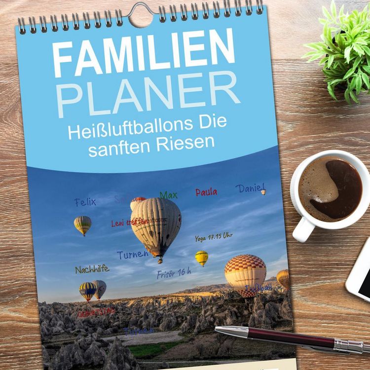 Produktbild: Familienplaner 2026 - Hei&szlig;luftballons Die sanften Riesen mit 5 Spalten (Wandkalender, 21 x 45 cm) CALVENDO