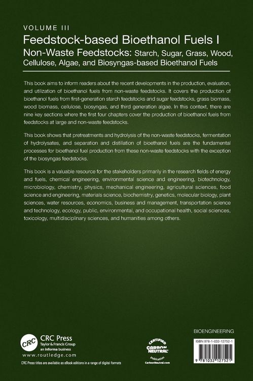 Produktbild: Feedstock-based Bioethanol Fuels. I. Non-Waste Feedstocks