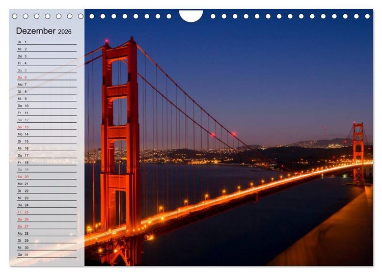 Produktbild: SAN FRANCISCO Traumstadt in Kalifornien (Wandkalender 2026 DIN A4 quer), CALVENDO Monatskalender