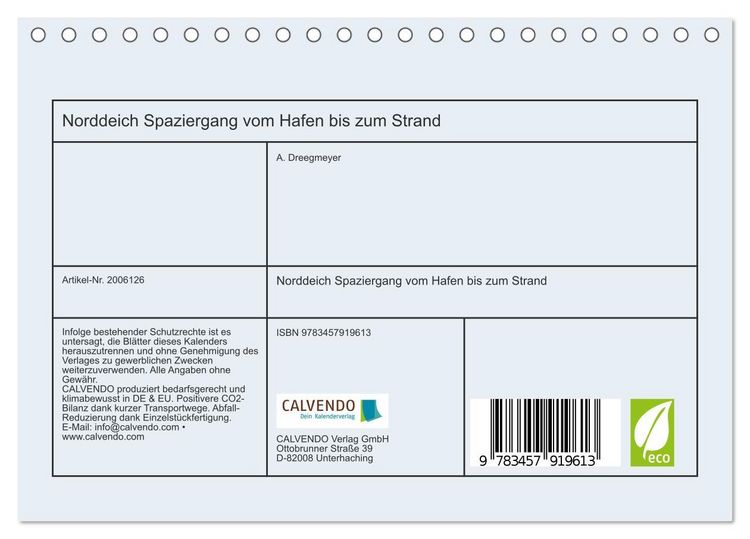 Produktbild: Norddeich Spaziergang vom Hafen bis zum Strand (Tischkalender 2026 DIN A5 quer), CALVENDO Monatskalender