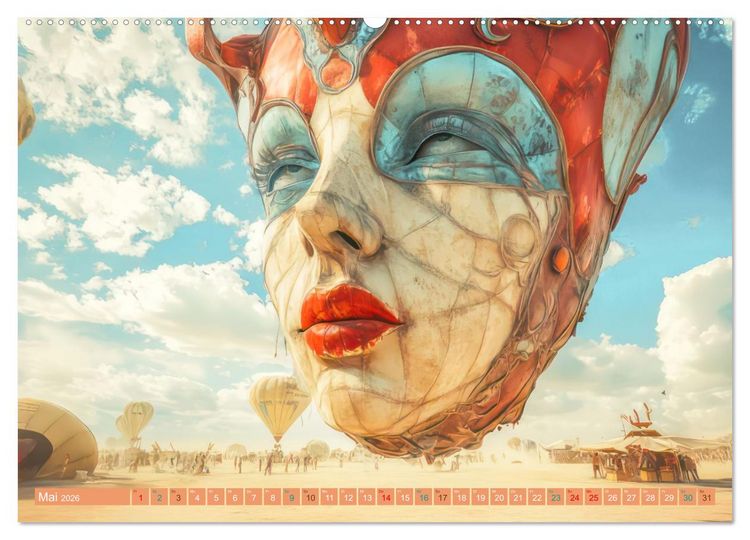 Produktbild: Festival in der W&uuml;ste - Bunt und schr&auml;g (Wandkalender 2026 DIN A2 quer), CALVENDO Monatskalender