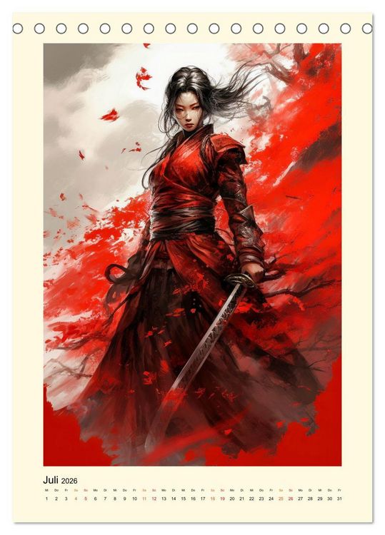 Produktbild: Samurai Amazonen (Tischkalender 2026 DIN A5 hoch), CALVENDO Monatskalender