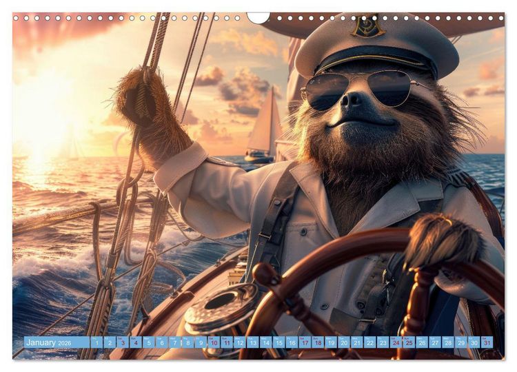 Produktbild: Funny animals as a captain on a boat (Wall Calendar 2026 DIN A3 landscape), CALVENDO 12 Month Wall Calendar