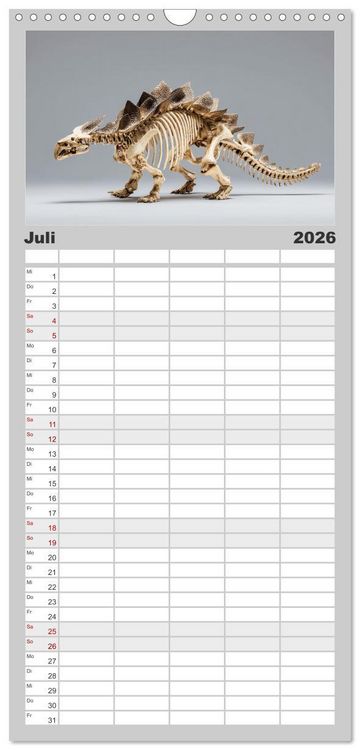 Produktbild: Familienplaner 2026 - Knochen der Giganten - Dinosaurier im Portr&auml;t mit 5 Spalten (Wandkalender, 21 x 45 cm) CALVENDO