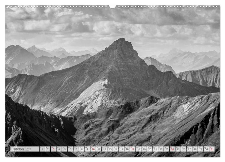 Produktbild: Bergpixels Schwarz-Wei&szlig;e Gebirgstr&auml;ume (hochwertiger Premium Wandkalender 2027 DIN A2 quer), Kunstdruck in Hochglanz