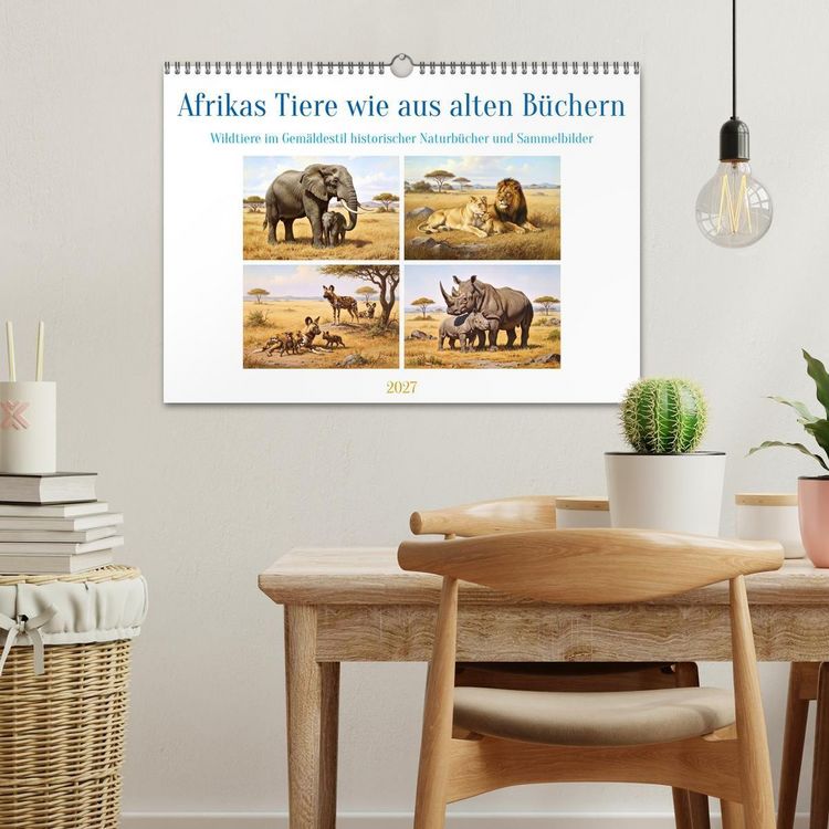Produktbild: Afrikas Tiere wie aus alten B&uuml;chern (Wandkalender 2027 DIN A3 quer), CALVENDO Monatskalender