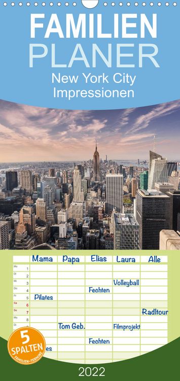 Produktbild: Familienplaner New York City Impressionen / Geburtstagskalender (Wandkalender 2022 , 21 cm x 45 cm, hoch)