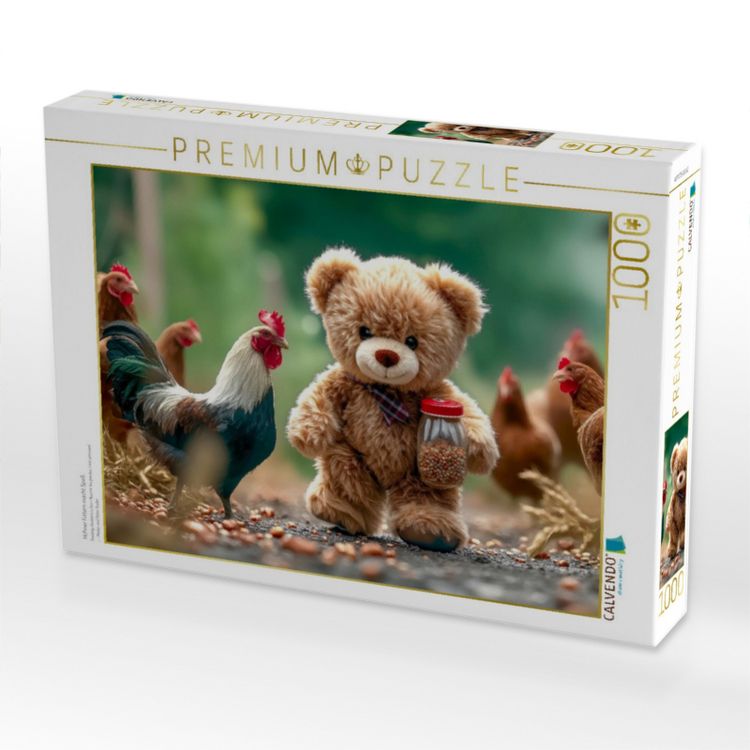 Produktbild: CALVENDO Puzzle H&uuml;hner f&uuml;ttern macht Spa&szlig; | 1000 Teile Lege-Gr&ouml;&szlig;e 64x48cm Foto-Puzzle f&uuml;r gl&uuml;ckliche Stunden