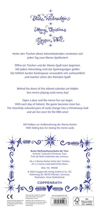 Produktbild: Bunte Weihnachtseisenbahn der Tiere, Memo-Adventskalender