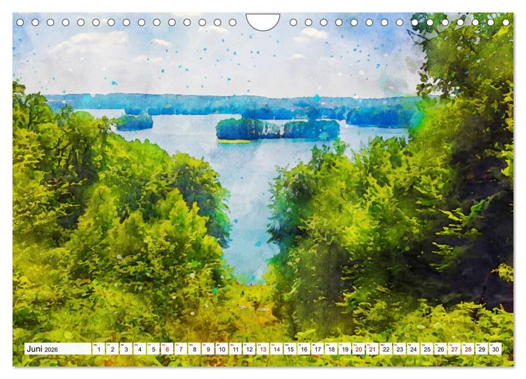 Produktbild: Feldberger Seenlandschaft - Spaziergang in Aquarell (Wandkalender 2026 DIN A4 quer), CALVENDO Monatskalender