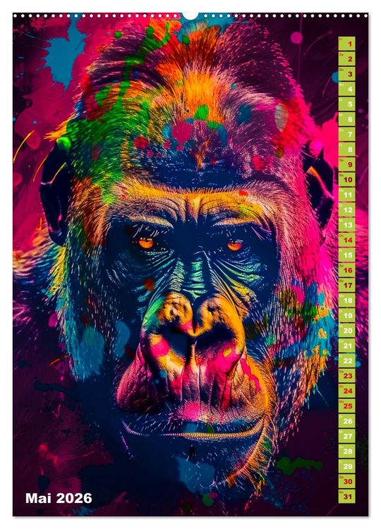 Produktbild: Farbenpracht - Bunte Tierportr&auml;ts (hochwertiger Premium Wandkalender 2026 DIN A2 hoch), Kunstdruck in Hochglanz